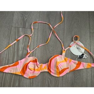 Princess Polly Pink and Orange Swirl Bikini Top